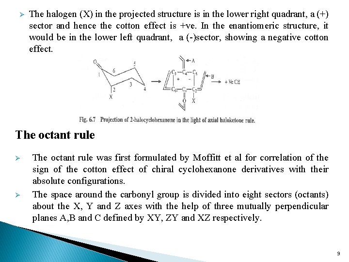 Ø The halogen (X) in the projected structure is in the lower right quadrant,