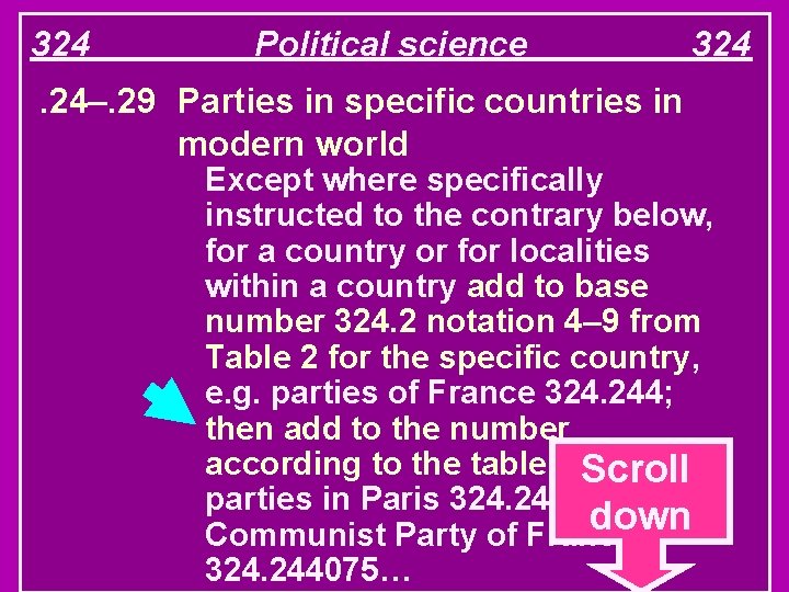 324 Political science . 24–. 29 Parties in specific countries in modern world 324