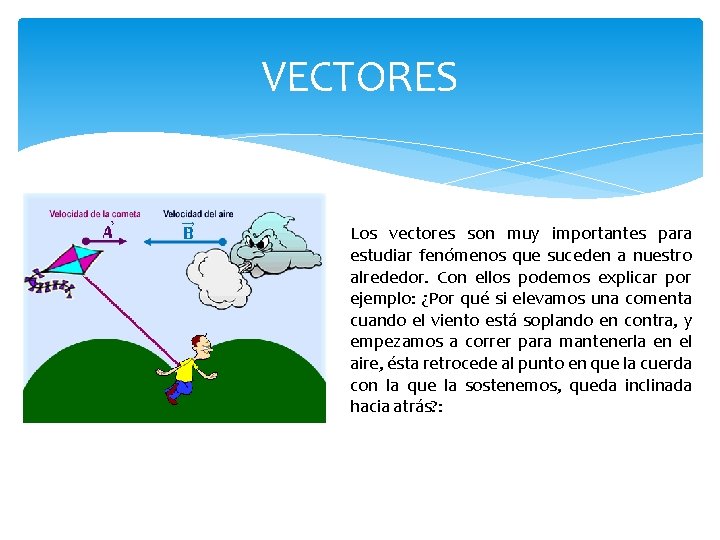 VECTORES Los vectores son muy importantes para estudiar fenómenos que suceden a nuestro alrededor.