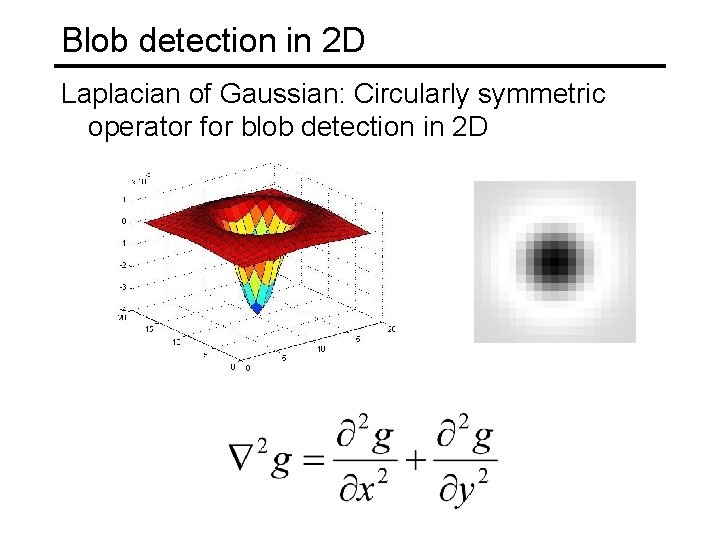 Blob detection in 2 D Laplacian of Gaussian: Circularly symmetric operator for blob detection