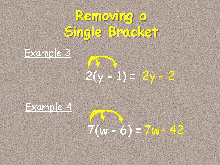 Removing a Single Bracket Example 3 2(y - 1) = 2 y - 2