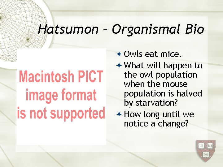Hatsumon – Organismal Bio Owls eat mice. What will happen to the owl population