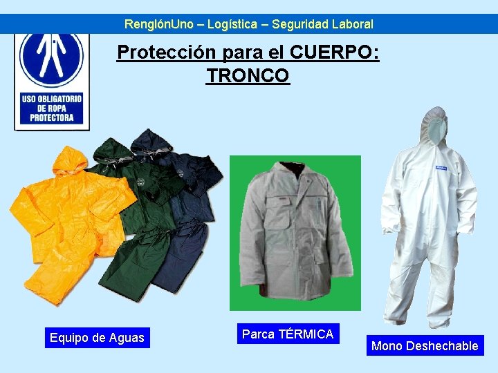 Renglón. Uno – Logística – Seguridad Laboral Protección para el CUERPO: TRONCO Equipo de