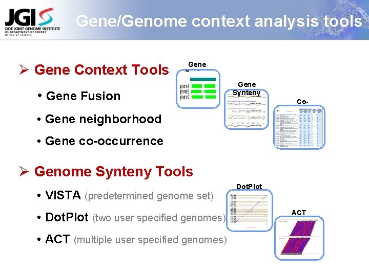 Gene/Genome context analysis tools Ø Gene Context Tools Gene Fusion • Gene Fusion Gene