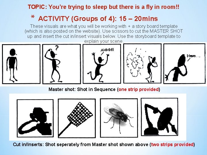 TOPIC: You’re trying to sleep but there is a fly in room!! * ACTIVITY