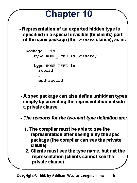 Chapter 10 - Representation of an exported hidden type is specified in a special