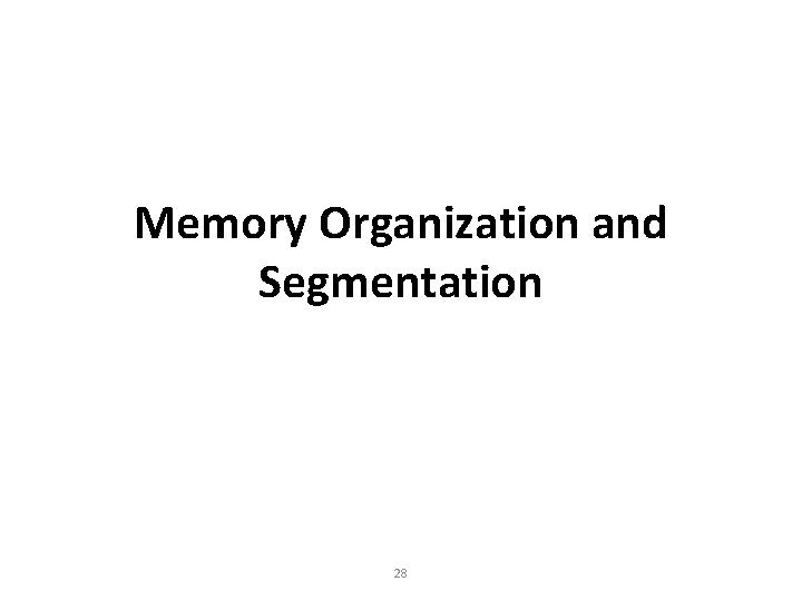 Memory Organization and Segmentation 28 