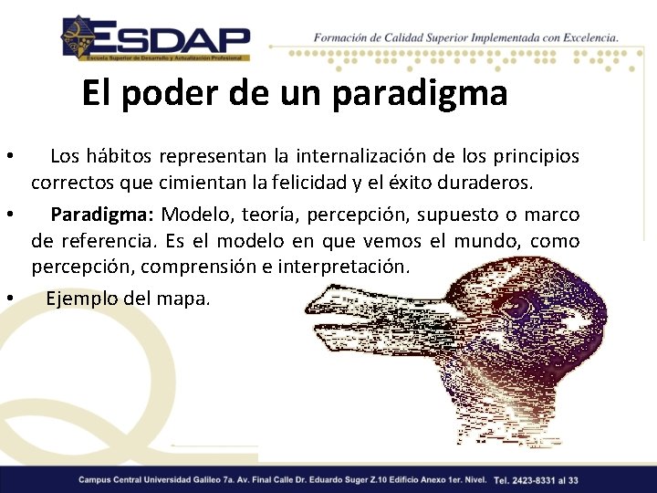 El poder de un paradigma Los hábitos representan la internalización de los principios correctos