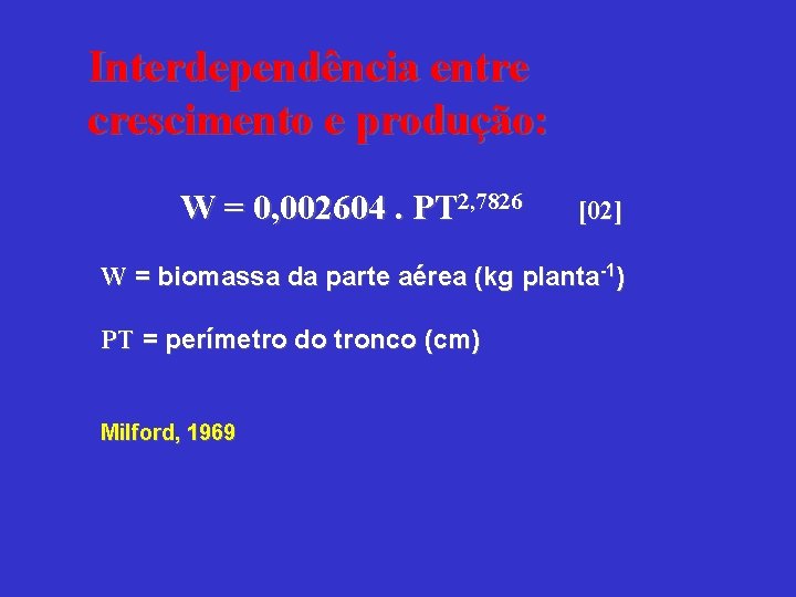 Interdependência entre crescimento e produção: W = 0, 002604. PT 2, 7826 [02] W