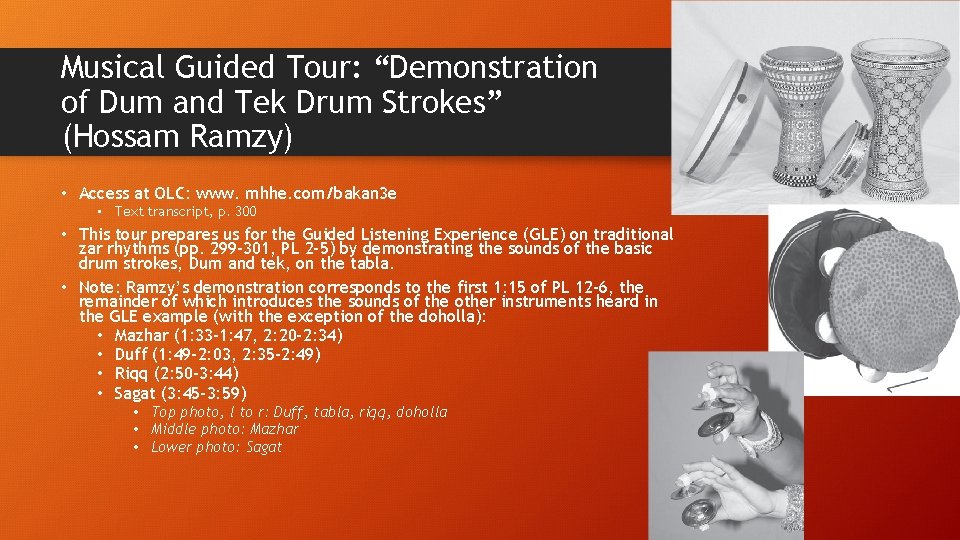 Musical Guided Tour: “Demonstration of Dum and Tek Drum Strokes” (Hossam Ramzy) • Access