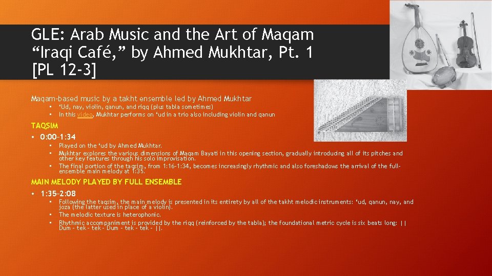 GLE: Arab Music and the Art of Maqam “Iraqi Café, ” by Ahmed Mukhtar,