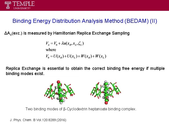 Binding Energy Distribution Analysis Method (BEDAM) (II) ΔAb(exc. ) is measured by Hamiltonian Replica