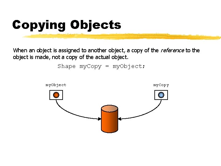 Copying Objects When an object is assigned to another object, a copy of the