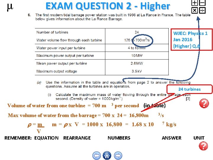 EXAM QUESTION 2 - Higher WJEC: Physics 1 Jan 2016 (Higher) Q. 6 24