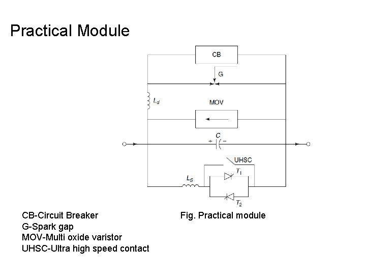 Practical Module CB-Circuit Breaker G-Spark gap MOV-Multi oxide varistor UHSC-Ultra high speed contact Fig.
