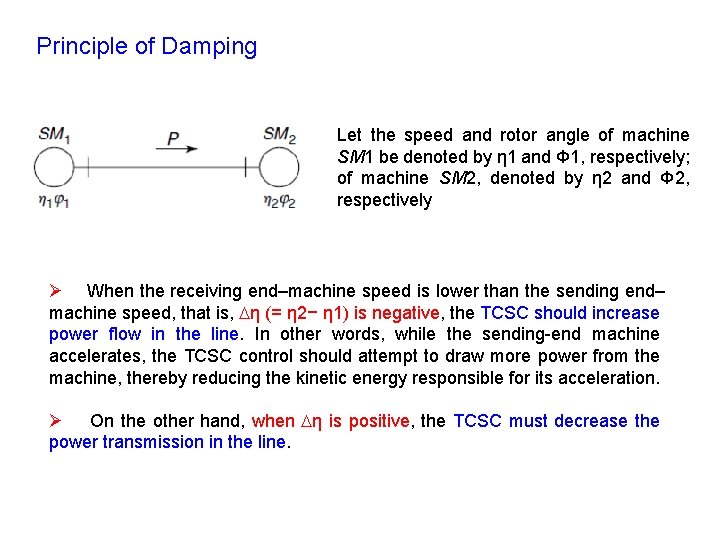 Principle of Damping Let the speed and rotor angle of machine SM 1 be