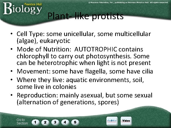 Plant- like protists • Cell Type: some unicellular, some multicellular (algae), eukaryotic • Mode