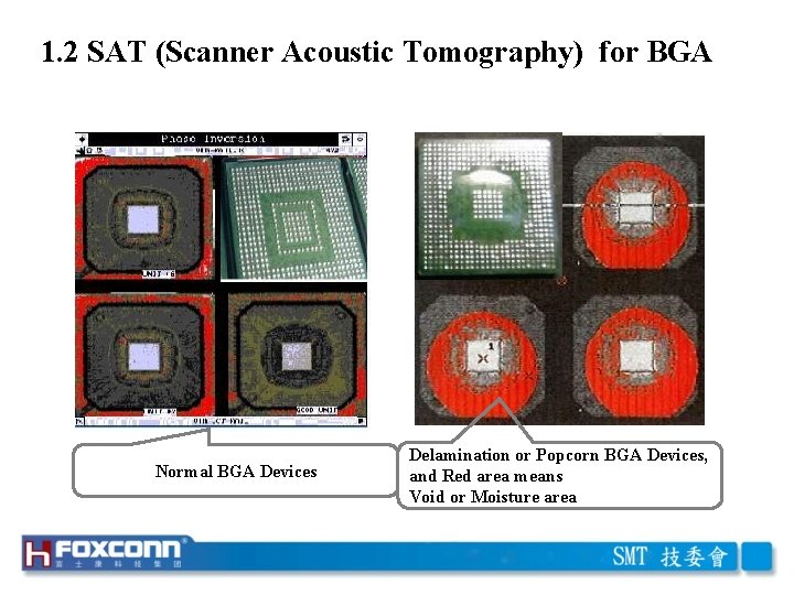1. 2 SAT (Scanner Acoustic Tomography) for BGA Normal BGA Devices Delamination or Popcorn