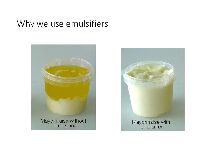 Emulsifiers Learning objective to learn what an emulsifier