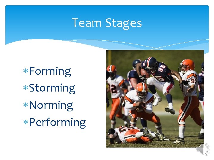 Team Stages Forming Storming Norming Performing 