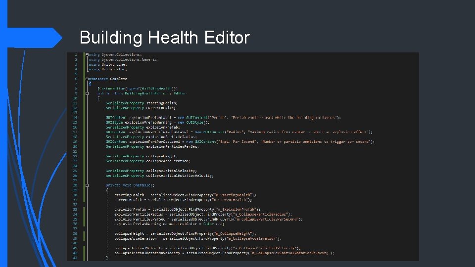 Building Health Editor 