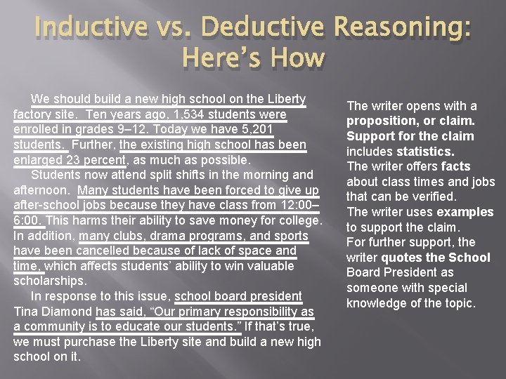 Inductive vs. Deductive Reasoning: Here’s How We should build a new high school on