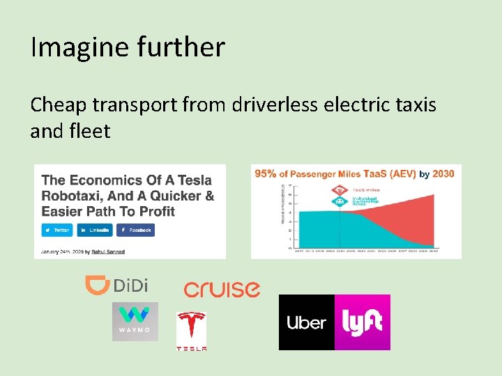 Imagine further Cheap transport from driverless electric taxis and fleet 