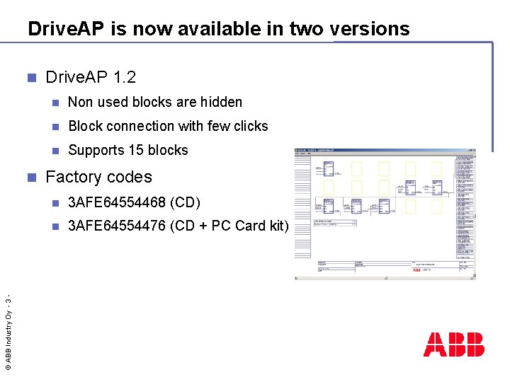 Drive. AP is now available in two versions n © ABB Industry Oy -