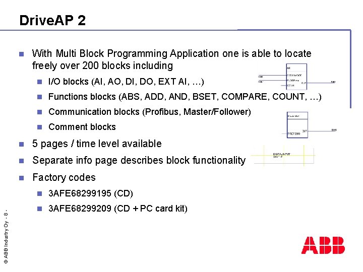 Drive. AP 2 © ABB Industry Oy - 8 - n With Multi Block