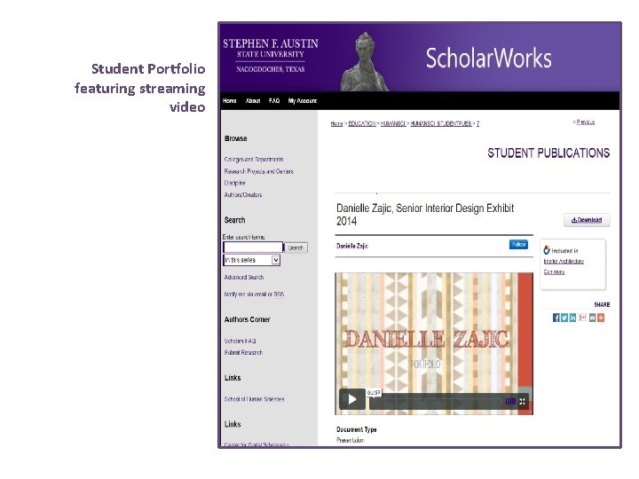 Student Portfolio featuring streaming video 