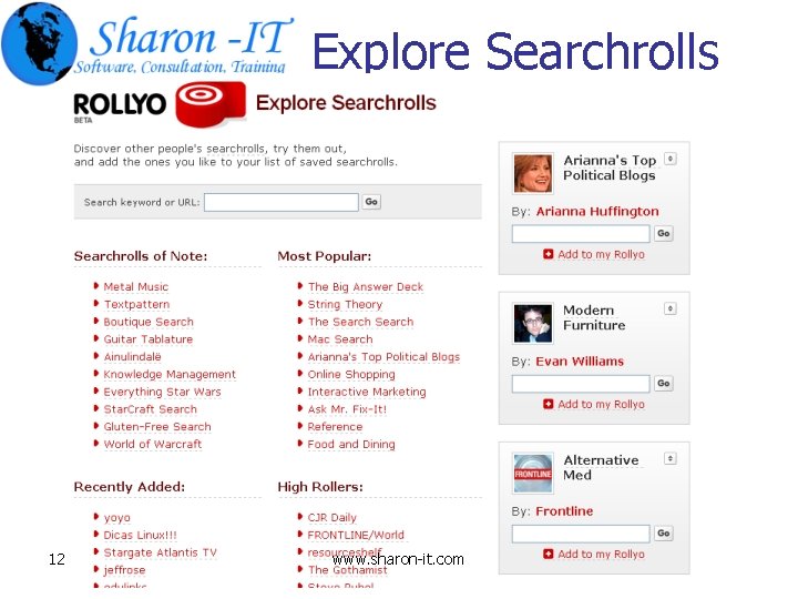 Explore Searchrolls 12 www. sharon-it. com Explore Searchrolls 12 www. sharon-it. com