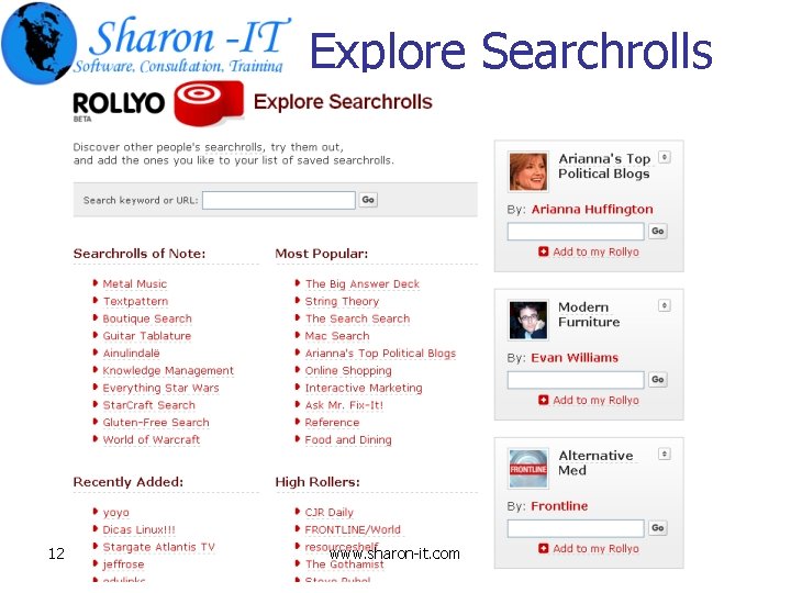 Explore Searchrolls 12 www. sharon-it. com 