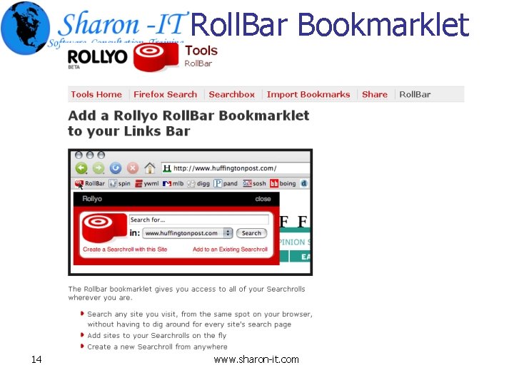 Roll. Bar Bookmarklet 14 www. sharon-it. com 