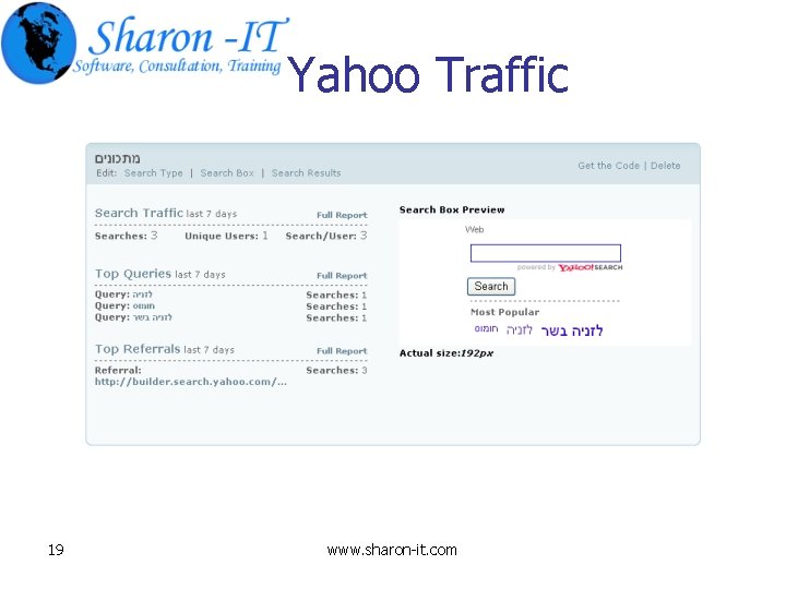 Yahoo Traffic 19 www. sharon-it. com Yahoo Traffic 19 www. sharon-it. com