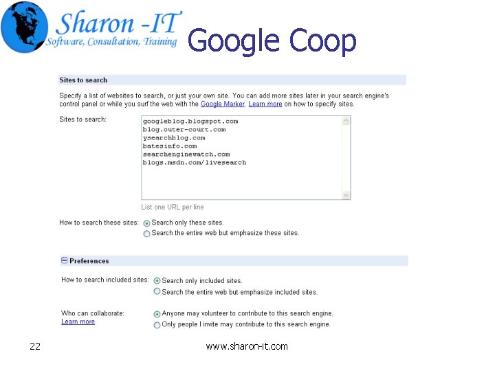 Google Coop 22 www. sharon-it. com Google Coop 22 www. sharon-it. com
