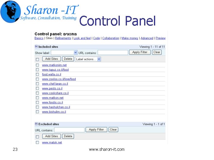 Control Panel 23 www. sharon-it. com 