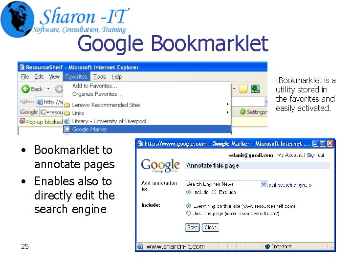 Google Bookmarklet !Bookmarklet is a utility stored in the favorites and easily activated. • Google Bookmarklet !Bookmarklet is a utility stored in the favorites and easily activated. •