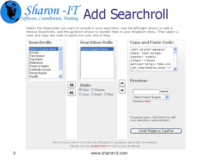 Add Searchroll 9 www. sharon-it. com 