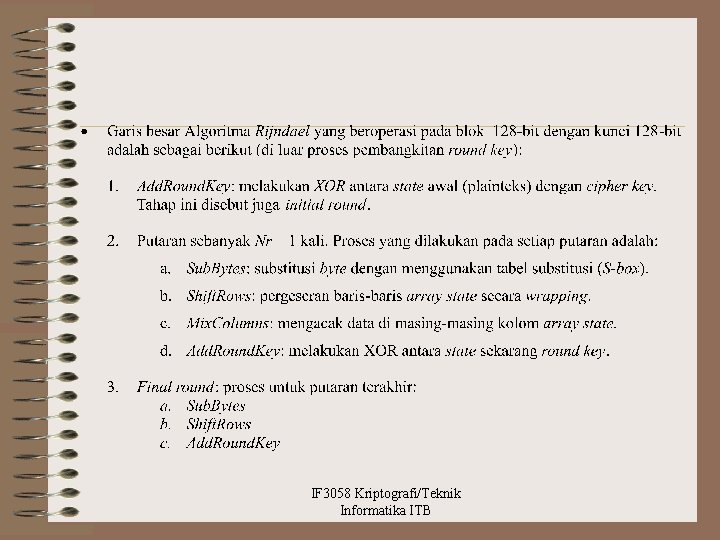 IF 3058 Kriptografi/Teknik Informatika ITB 