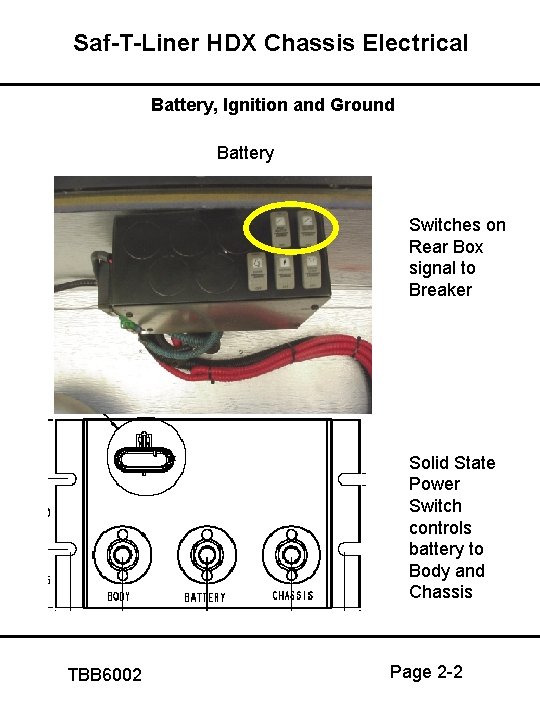Saf-T-Liner HDX Chassis Electrical Battery, Ignition and Ground Battery Switches on Rear Box signal