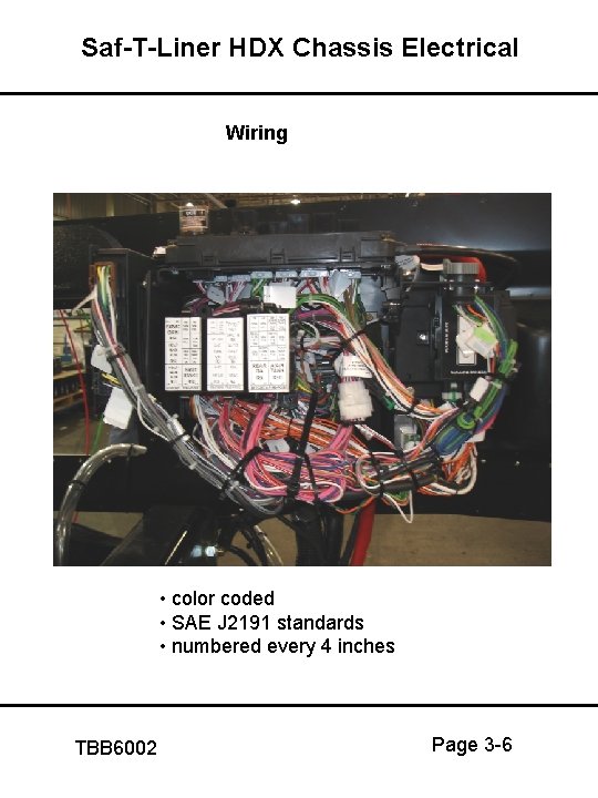 Saf-T-Liner HDX Chassis Electrical Wiring • color coded • SAE J 2191 standards •