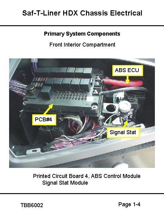 Saf-T-Liner HDX Chassis Electrical Primary System Components Front Interior Compartment ABS ECU PCB#4 Signal