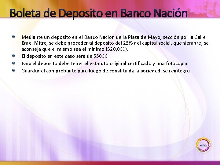 Boleta de Deposito en Banco Nación Mediante un deposito en el Banco Nacion de