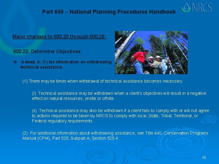 Part 600 – National Planning Procedures Handbook Major changes to 600. 20 through 600.