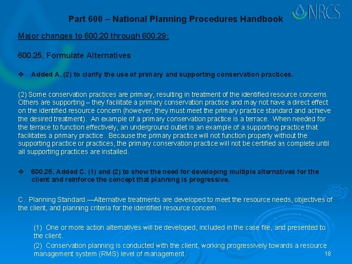 Part 600 – National Planning Procedures Handbook Major changes to 600. 20 through 600.