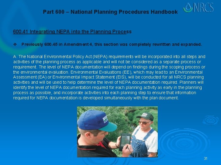 Part 600 – National Planning Procedures Handbook 600. 41 Integrating NEPA into the Planning