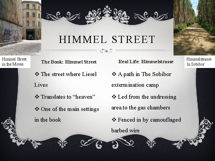 HIMMEL STREET Himmel Street in the Movie The Book: Himmel Street Real Life: Himmelstrasse