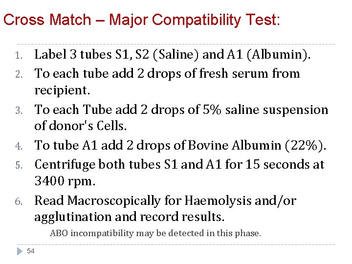 Cross Match – Major Compatibility Test: 1. 2. 3. 4. 5. 6. Label 3