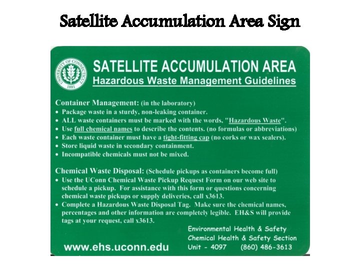 Satellite Accumulation Area Sign Satellite Accumulation Area Sign