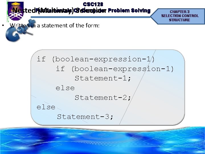 CSC 128 Computer Problem Solving Nested. Fundamentals (Multiway)Of. Selection • Written in a statement